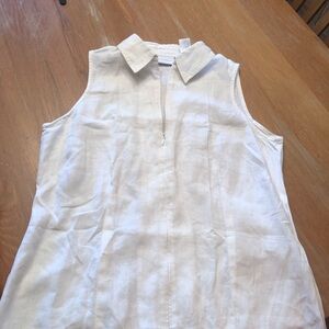 White linen sleeveless blouse